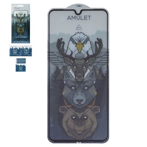 Закаленное защитное стекло iNobi Amulet для Samsung A225 Galaxy A22, A325 Galaxy A32, A336 Galaxy A33 5G, M225 Galaxy M22, M326 Galaxy M32 5G, Full Glue, Anti-Static, черный, cлой клея нанесен по всей поверхности