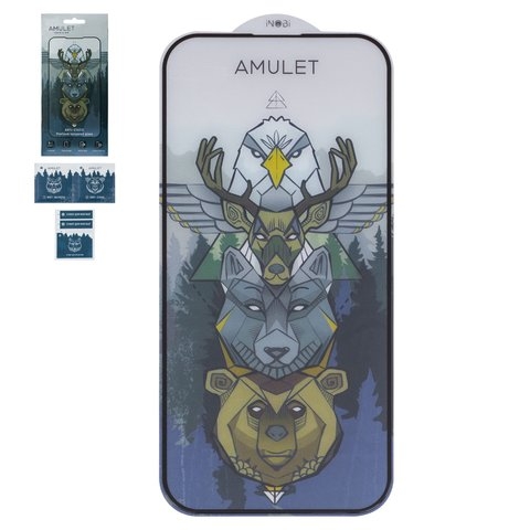 Защитное стекло iNobi Amulet для Apple iPhone 15, Full Glue, Anti-Static, черный, cлой клея нанесен по всей поверхности