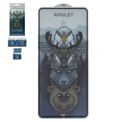 Закаленное защитное стекло iNobi Amulet для Realme 11 5G, C55, Narzo N55; OnePlus Nord CE3 Lite 5G; Oppo A1 5G, A2, A58 4G, A79, A98 5G, Full Glue, Anti-Static, черный, cлой клея нанесен по всей поверхности