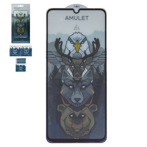 Закаленное защитное стекло iNobi Amulet для Realme C51, C53 NFC, Narzo N53, Full Glue, Anti-Static, черный, cлой клея нанесен по всей поверхности