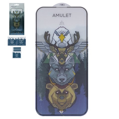 Защитное стекло iNobi Amulet для Apple iPhone 15 Plus, Full Glue, Anti-Static, черный, cлой клея нанесен по всей поверхности