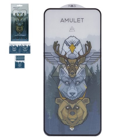 Закаленное защитное стекло iNobi Amulet для Realme 10, 9; OnePlus Nord CE 2 5G; Oppo Reno 7, Reno 7 SE, Reno 8, Reno 8T, Full Glue, Anti-Static, черный, cлой клея нанесен по всей поверхности